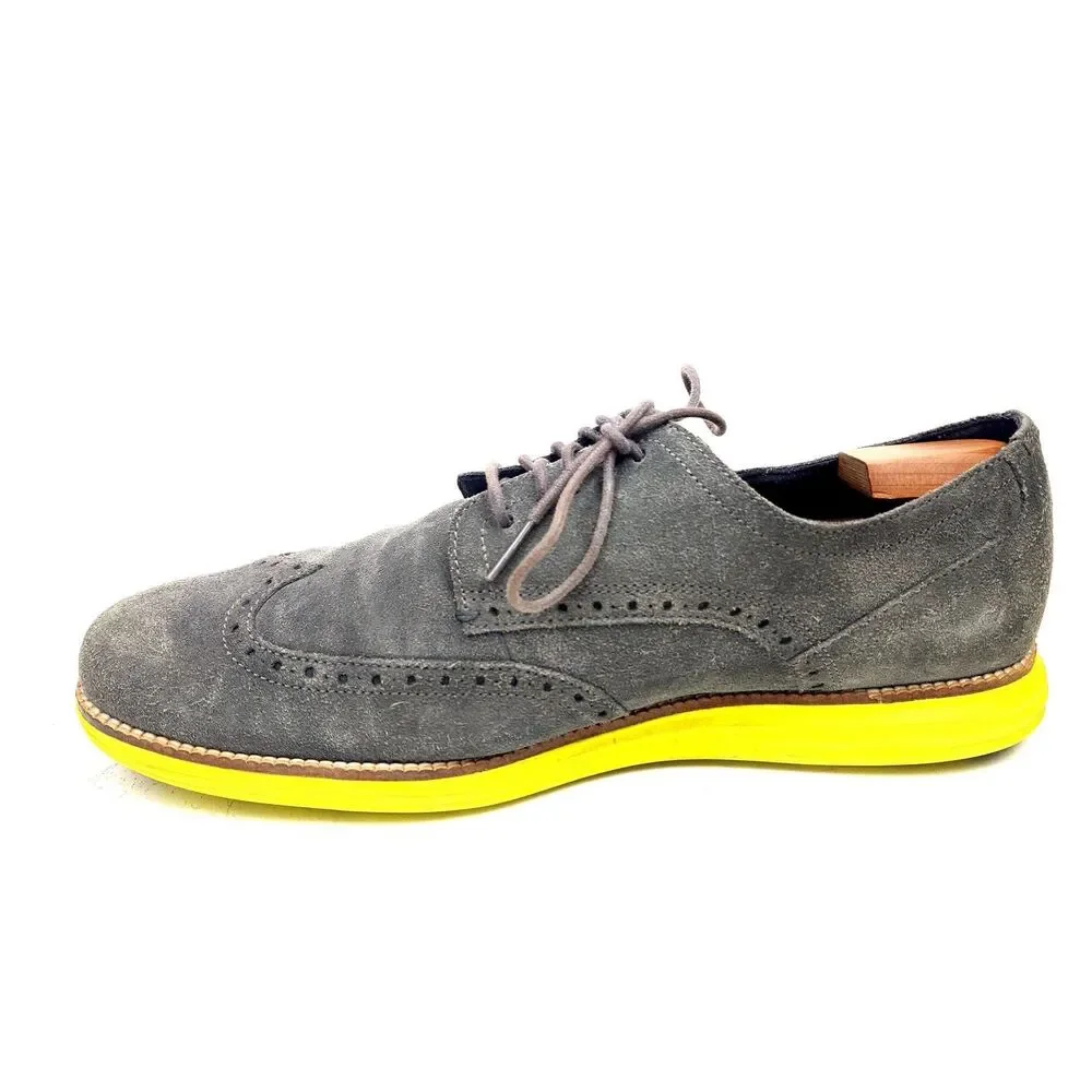 Cole Haan Dress Shoes Mens 11.5 M Lunargrand Wingtip Oxford Gray Suede